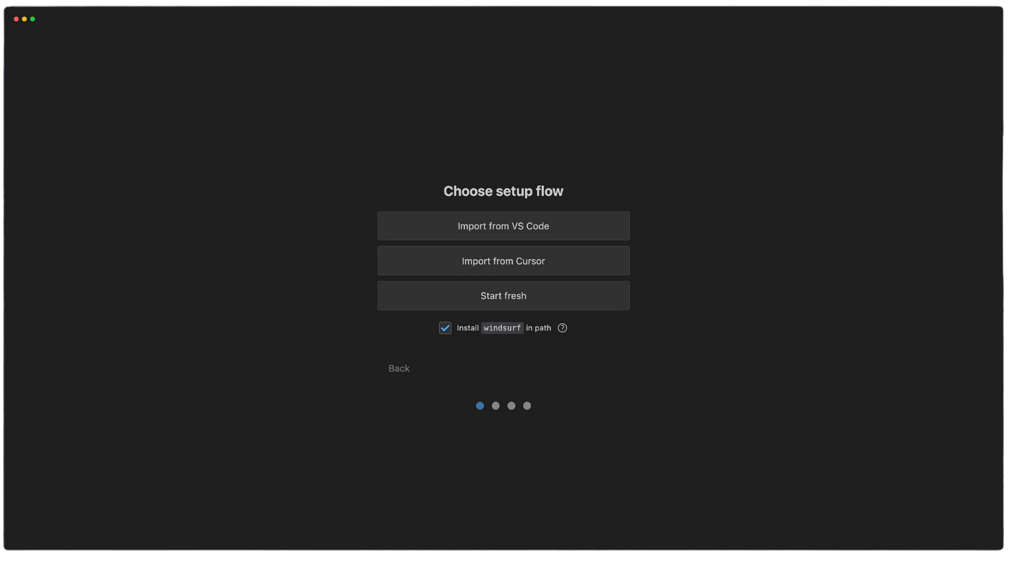 Windsurf 首次启动设置页